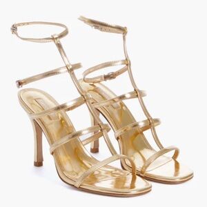 Larroude Gold Strappy Heels